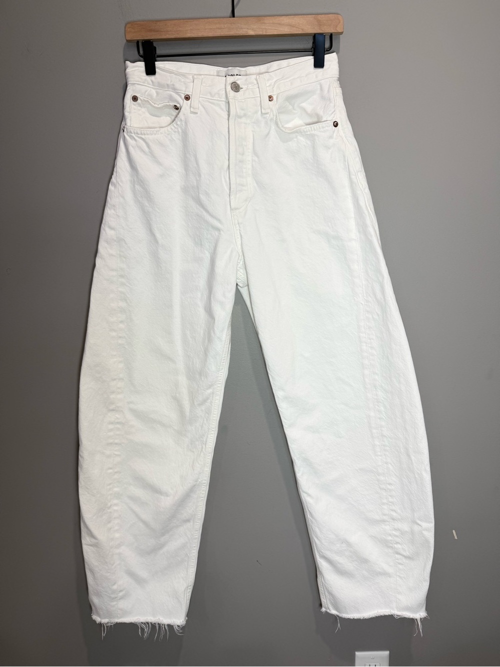 AGOLDE Luna Pieced High Rise Taper Jeans Chalk White Size 26